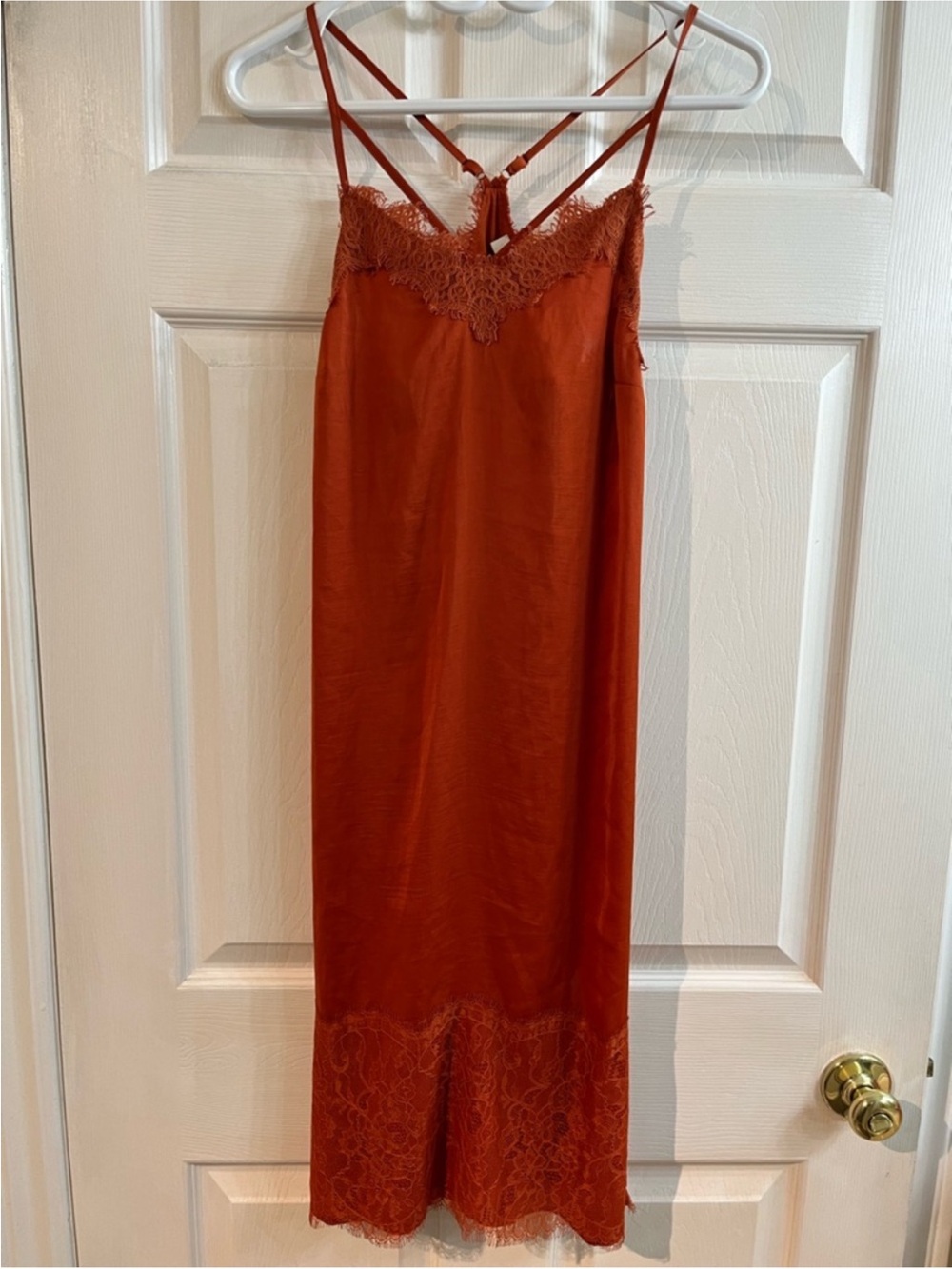 Sandro Silk & Lace Midi Slip Dress, Size XS